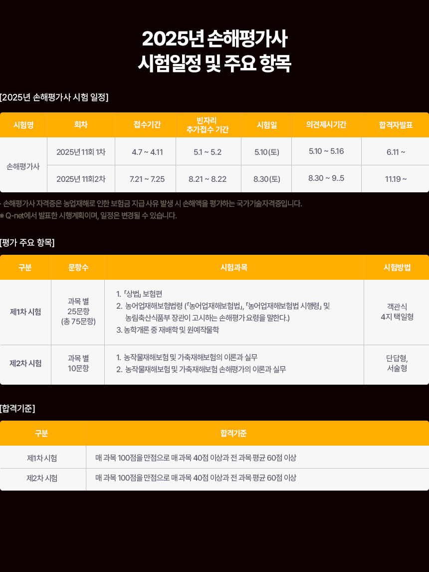 시험일정 및 주요 항목