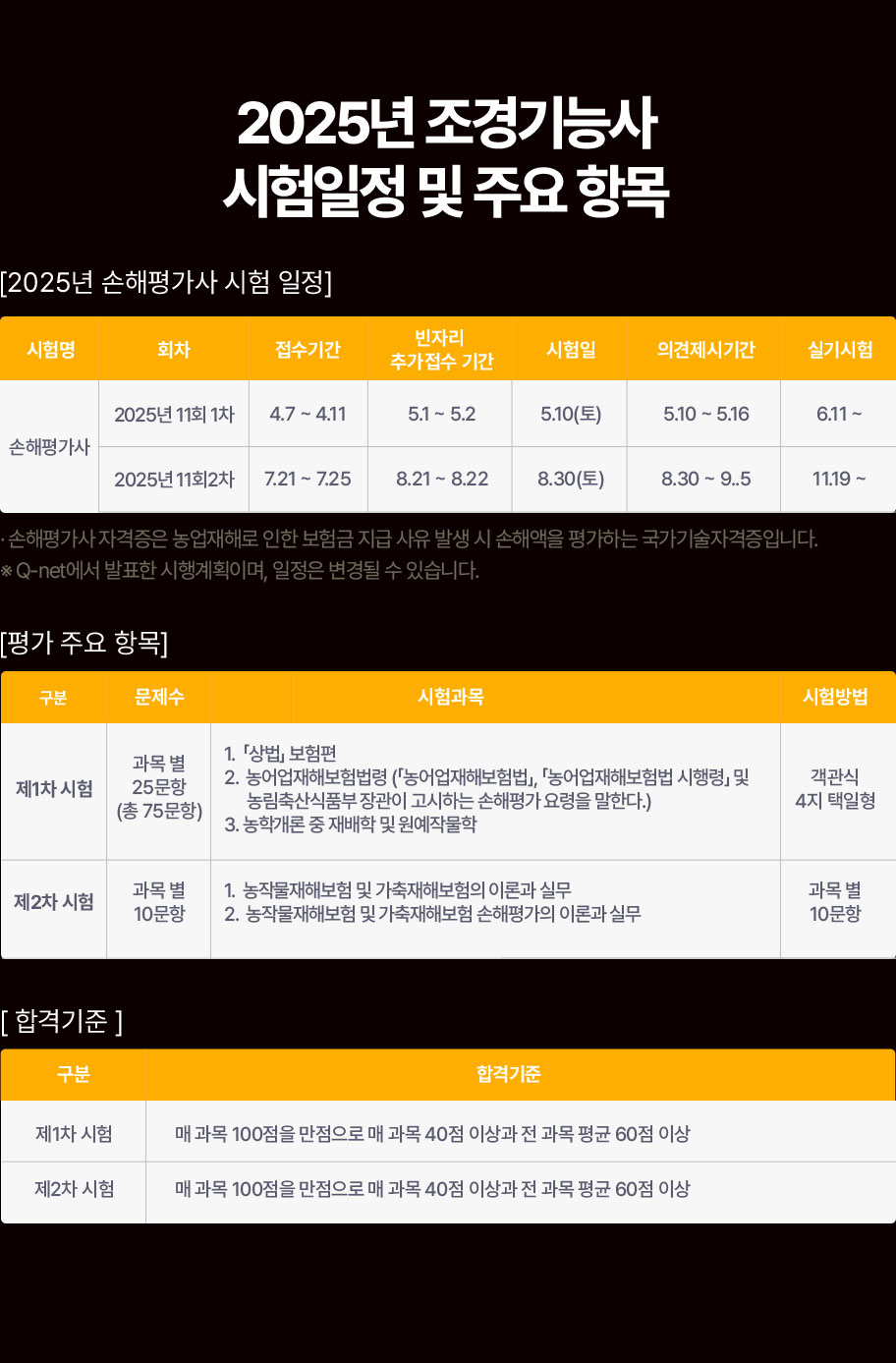 시험일정 및 주요 항목